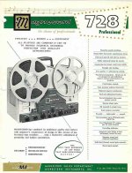 Vintage Magnecord 728 Reel Tape Recorder Specs Dealer Sheet 1959